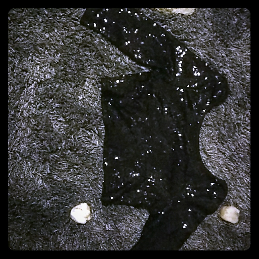 Ktoo Sequin Black Crop Top